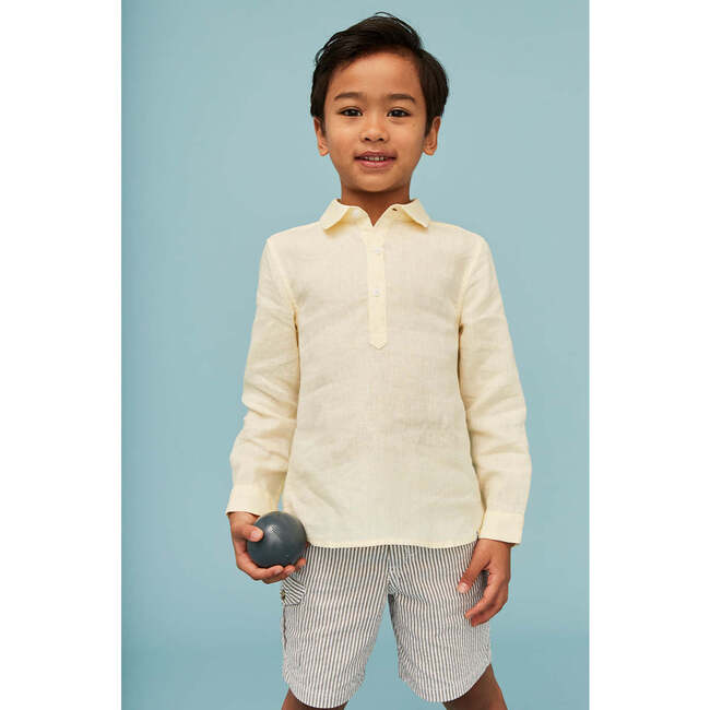 100% Linen Shirt, Vanilla Yellow - Button Downs - 5
