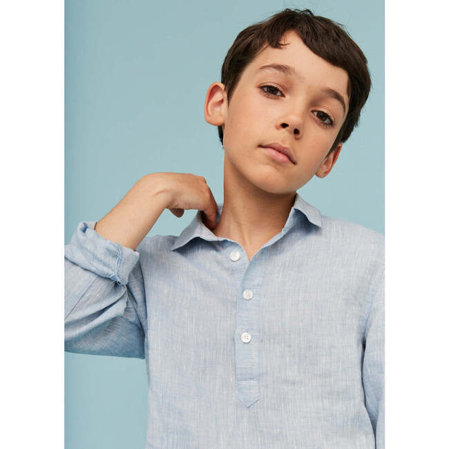 100% Linen Shirt, Blue Denim