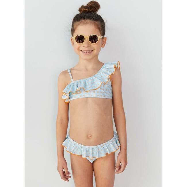 Girls' Ruffle Bikini, Turquoise  Geo - Two Pieces - 7