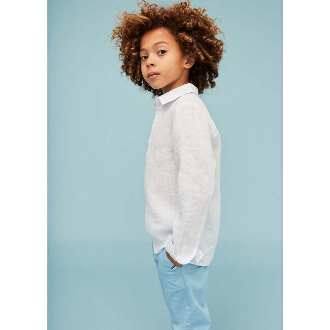 100% Linen Shirt, Light Blue Stripes - Button Downs - 5