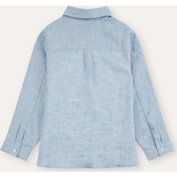 100% Linen Shirt, Blue Denim - Button Downs - 6