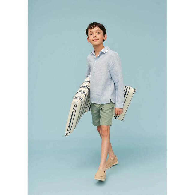 100% Linen Shirt, Blue Denim - Button Downs - 7