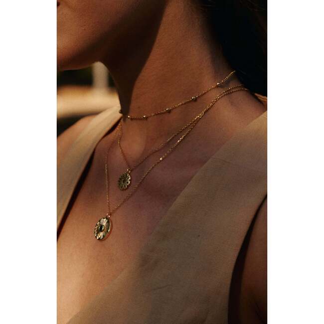 Madonna Necklaces Set, Gold & Green