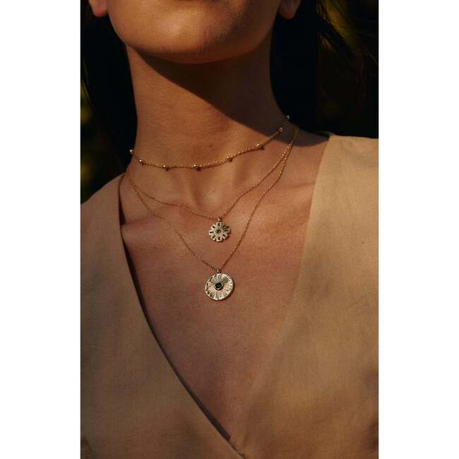 Madonna Necklaces Set, Gold & Green - Necklaces - 3