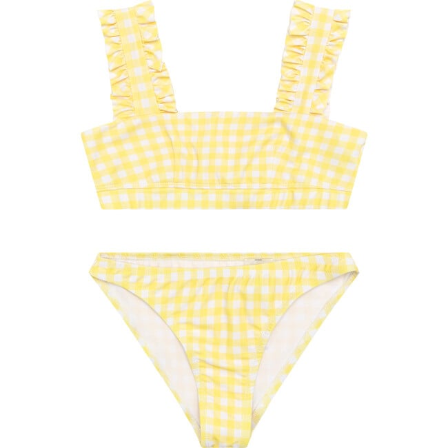 Pretty Gingham Bikini, Yellow - Two Pieces - 1