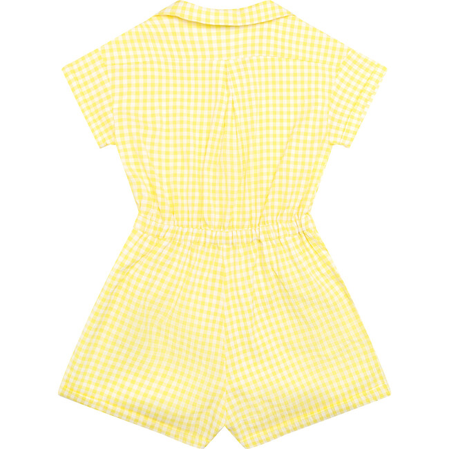Pretty Gingham Romper, Yellow - Rompers - 2
