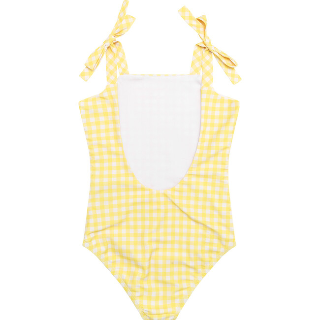 Pretty Gingham One Piece Swimsuit, Yellow - One Pieces - 3