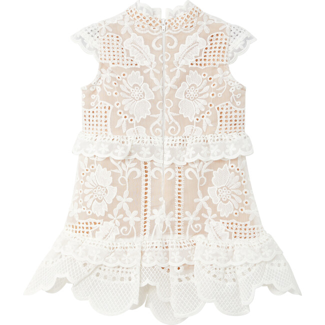 Baby Amy High Closed Neck Lace Dress, Ivory - Dresses - 2