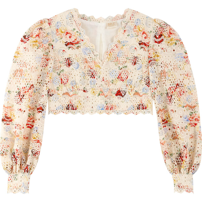 Holiday Embroidered Top, Floral - Blouses - 1