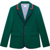 Holiday Contrast Edge Blazer, Emerald - Blazers - 1 - thumbnail
