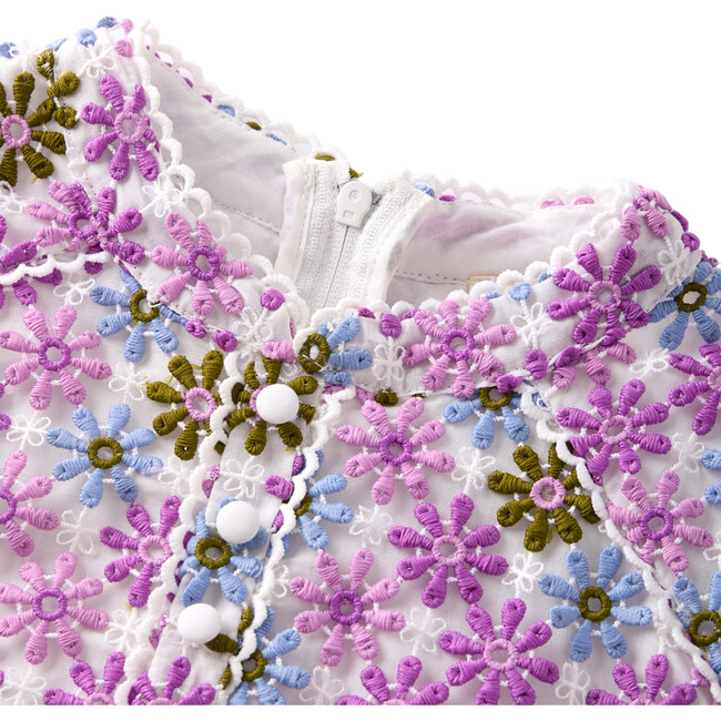 Sadie Floral Embroidered Short Flutter Sleeve Mini Dress, Multicolors - Dresses - 3