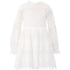 Natalia Lace Embroidered Long Balloon Sleeve Mini Dress, Ivory - Dresses - 1 - thumbnail