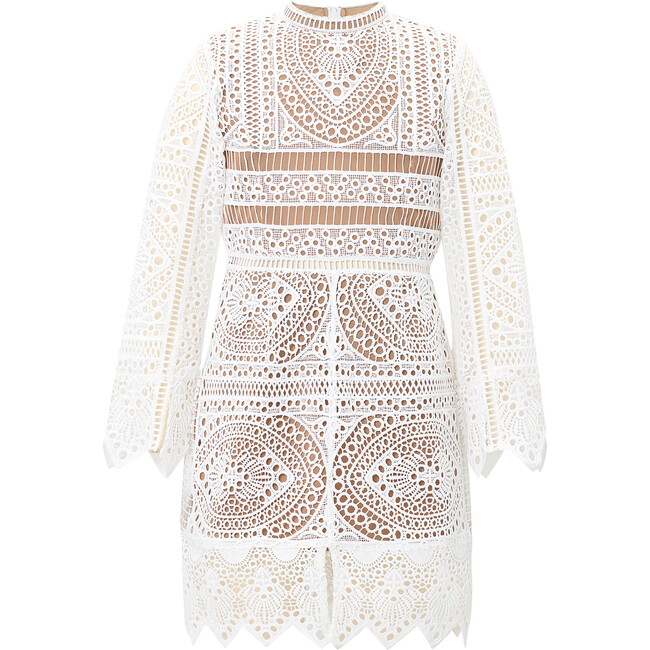 Mania Lace Long Sleeve Dress, Ivory - Dresses - 1