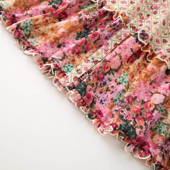 Lilah Floral Print Long Bishop Sleeve Maxi Dress, Multicolors - Dresses - 7