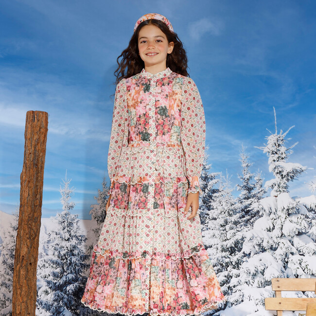 Lilah Floral Print Long Bishop Sleeve Maxi Dress, Multicolors - Dresses - 8