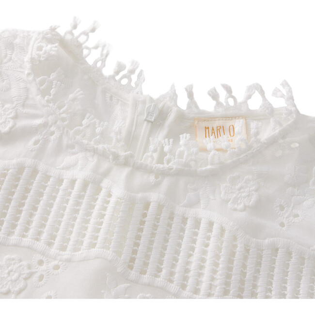 Natalia Lace Embroidered Long Balloon Sleeve Mini Dress, Ivory - Dresses - 3