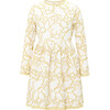 Ella Embroidered Long Sleeve Dress, Cream & Gold - Dresses - 1 - thumbnail