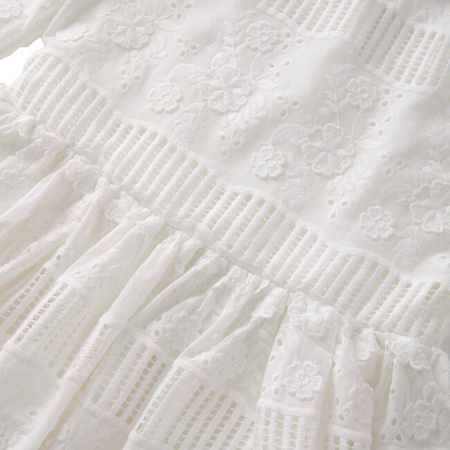 Natalia Lace Embroidered Long Balloon Sleeve Mini Dress, Ivory - Dresses - 4