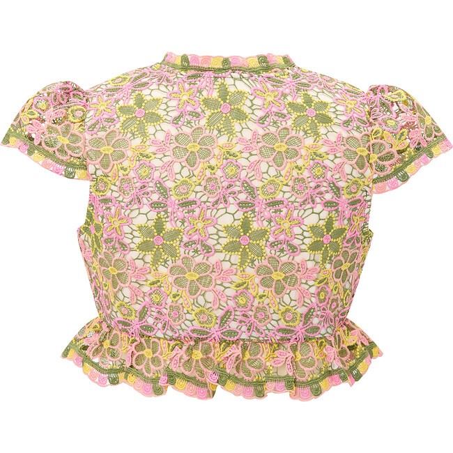 Ella Embroidered Short Flutter Sleeve Top, Floral - Blouses - 2