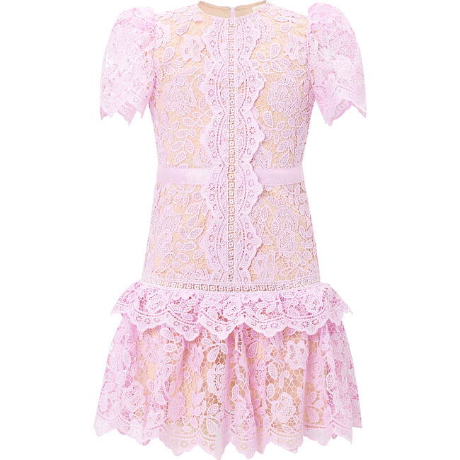 Charlotte Embroidered Short Sleeve Dress, Sherbet - Dresses - 1