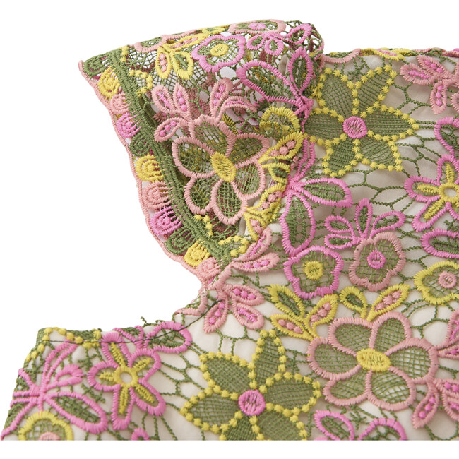 Ella Embroidered Short Flutter Sleeve Top, Floral - Blouses - 4