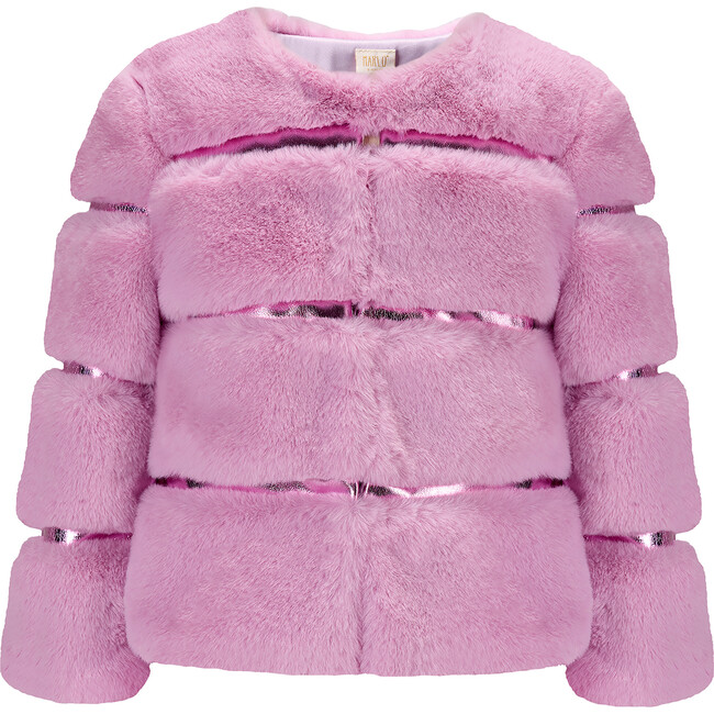 Abigail Vegan Leather Fur Jacket, Pink - Jackets - 1