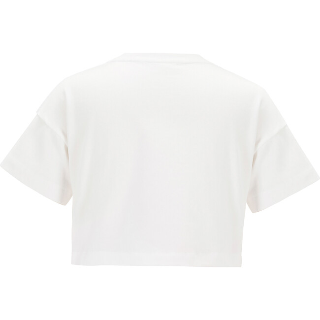 Abigail Logo Embroidered Cropped T-Shirt, Ivory - T-Shirts - 2