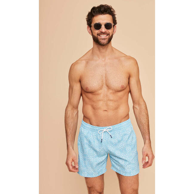 Men's Swim Shorts, Sky Blue Bandana