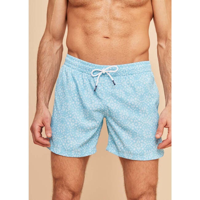 Men's Swim Shorts, Sky Blue Bandana - Swim Trunks - 3