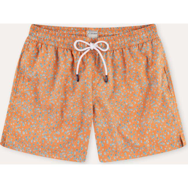 Men's Swim Shorts, Orange Flowers