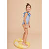 Girls' Ruffle Swimsuit, Sky Blue Geo - One Pieces - 2 - thumbnail