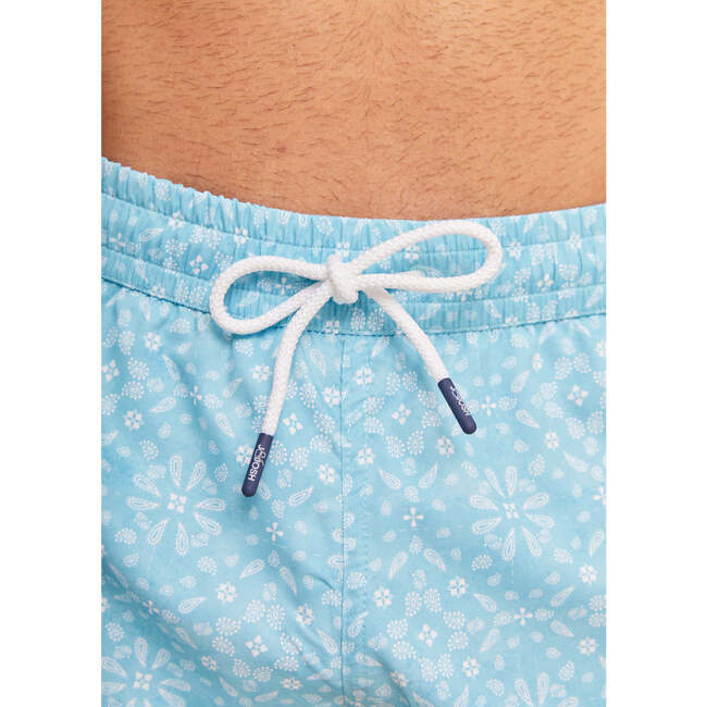 Men's Swim Shorts, Sky Blue Bandana - Swim Trunks - 4