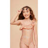 Girls' Ruffle Swimsuit, Orange Flowers - One Pieces - 2 - thumbnail
