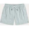 Men's Swim Shorts, Pale Green Geo - Swim Trunks - 1 - thumbnail