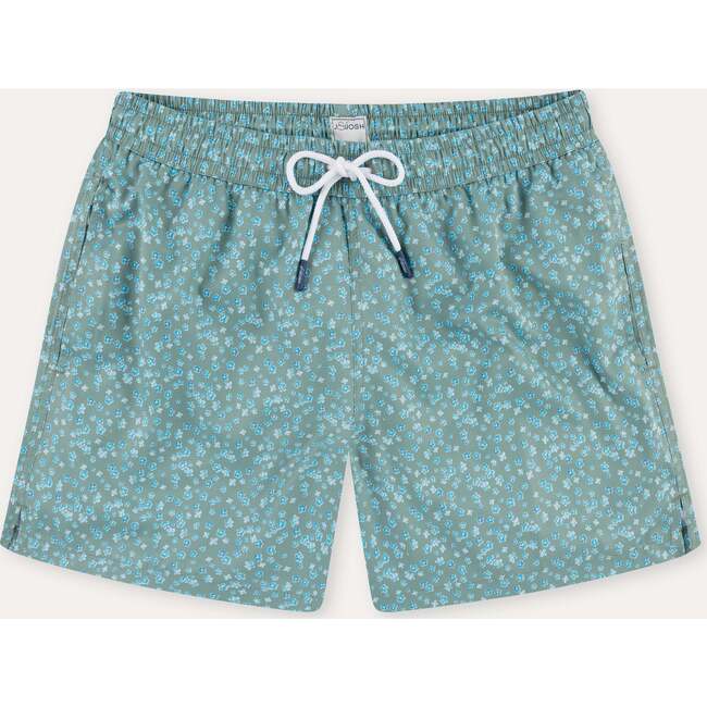 Men's Swim Shorts, Khaki Flowers