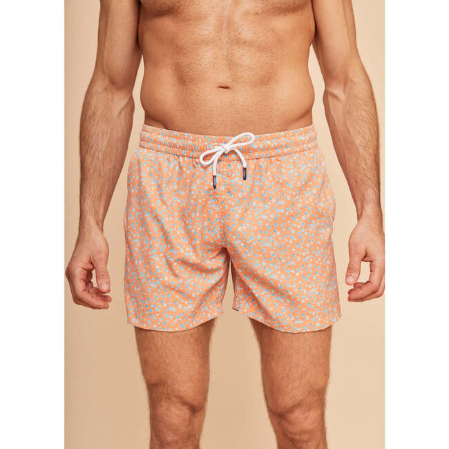 Men's Swim Shorts, Orange Flowers