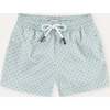Boy's Swim Shorts, Pale Green Geo - Swim Trunks - 1 - thumbnail