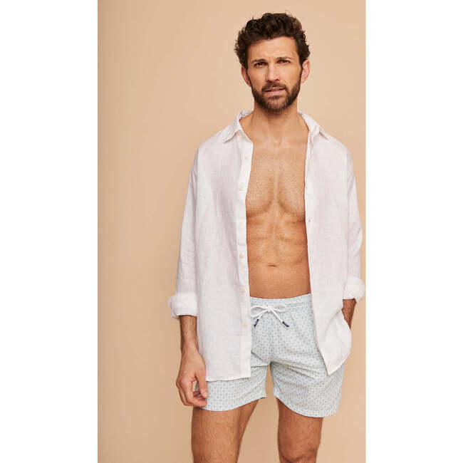 Men's Swim Shorts, Pale Green Geo