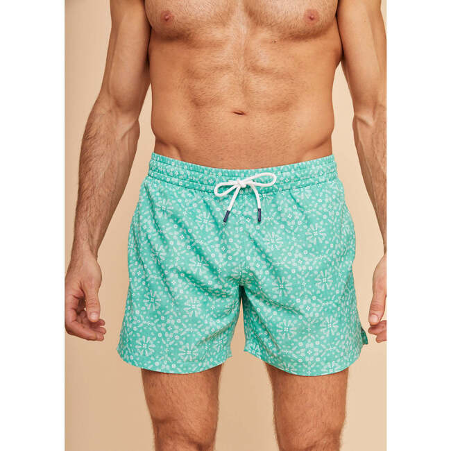 Men's Swim Shorts, Mint Bandana