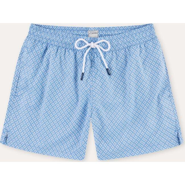 Men's Swim Shorts, Sky Blue Geo