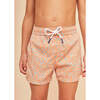 Boy's Swim Shorts, Orange Flowers - Swim Trunks - 3
