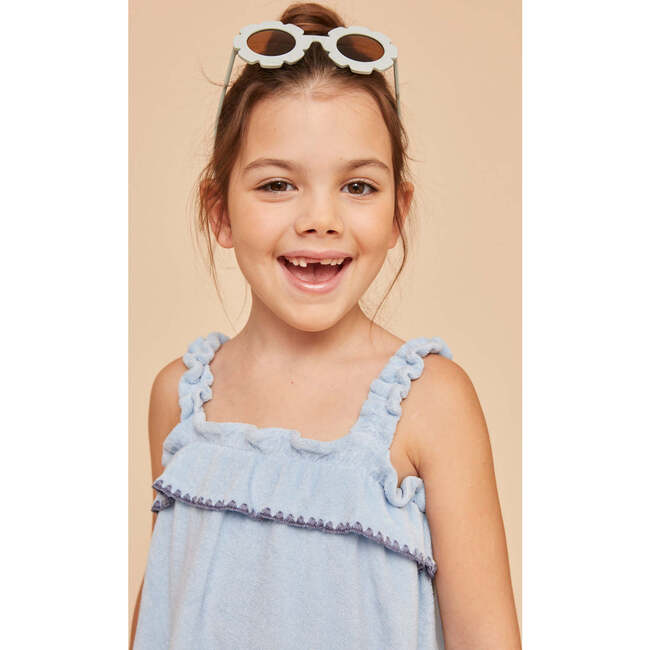 Terry Cotton Girl Top, Light Blue