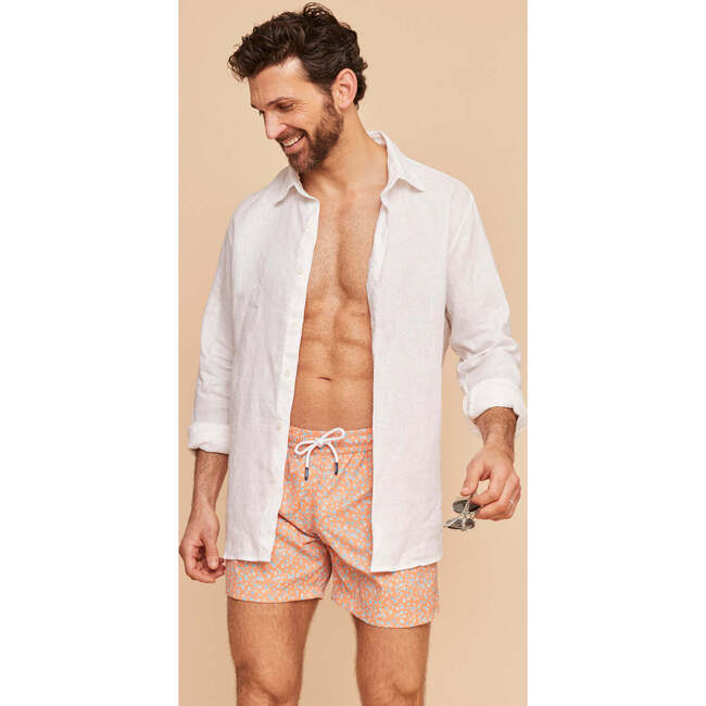Men's Swim Shorts, Orange Flowers - Swim Trunks - 4