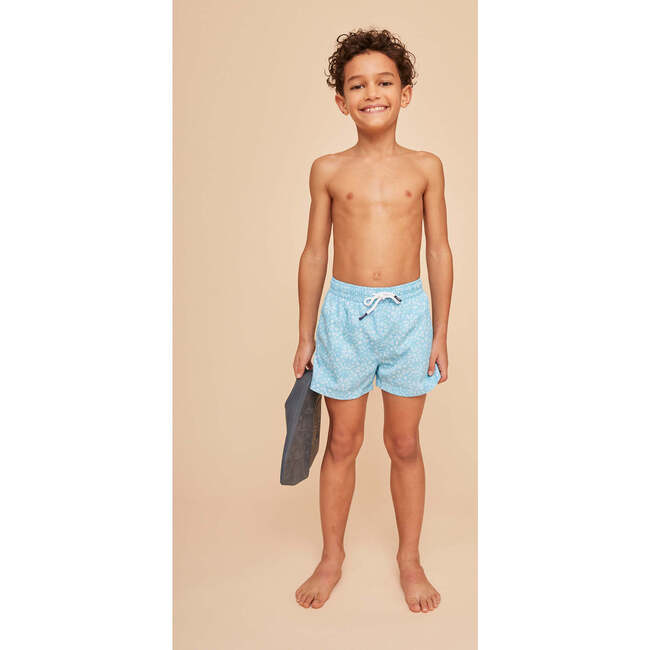 Boy's Swim Shorts, Sky Blue Bandana
