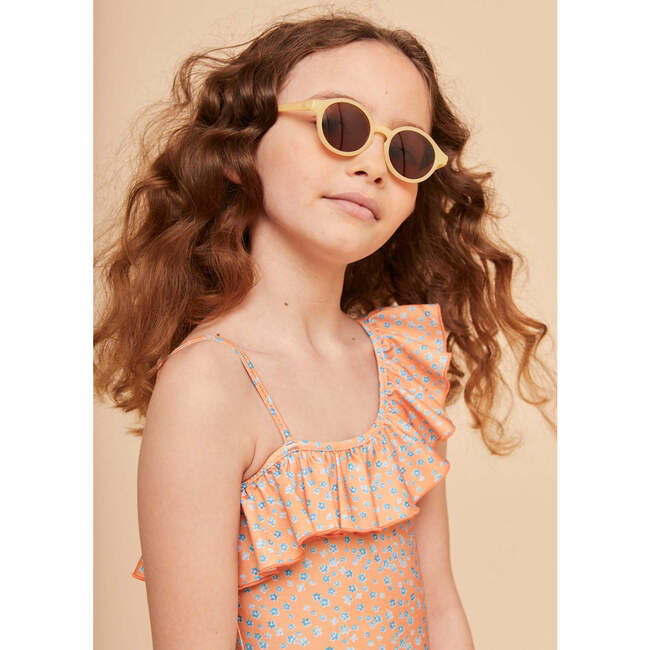 Girls' Ruffle Swimsuit, Orange Flowers - One Pieces - 4