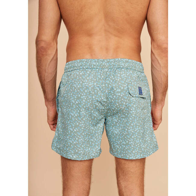 Men's Swim Shorts, Khaki Flowers - Swim Trunks - 5