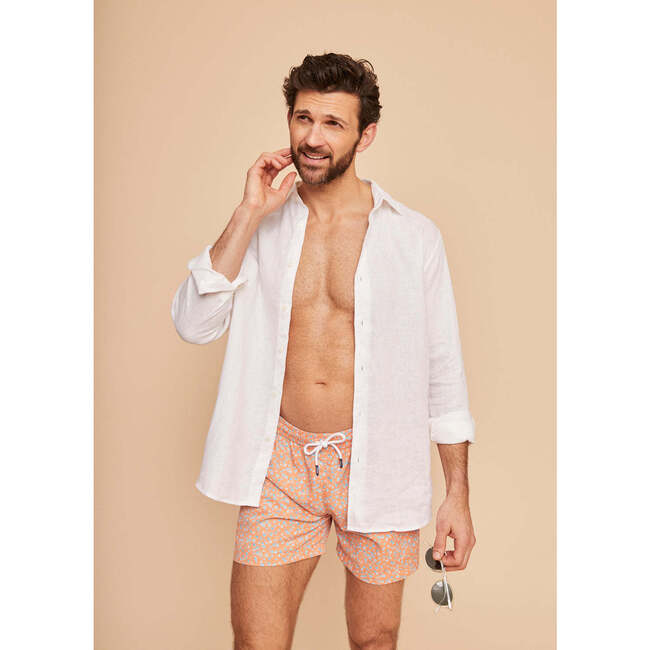 Men's Swim Shorts, Orange Flowers - Swim Trunks - 5