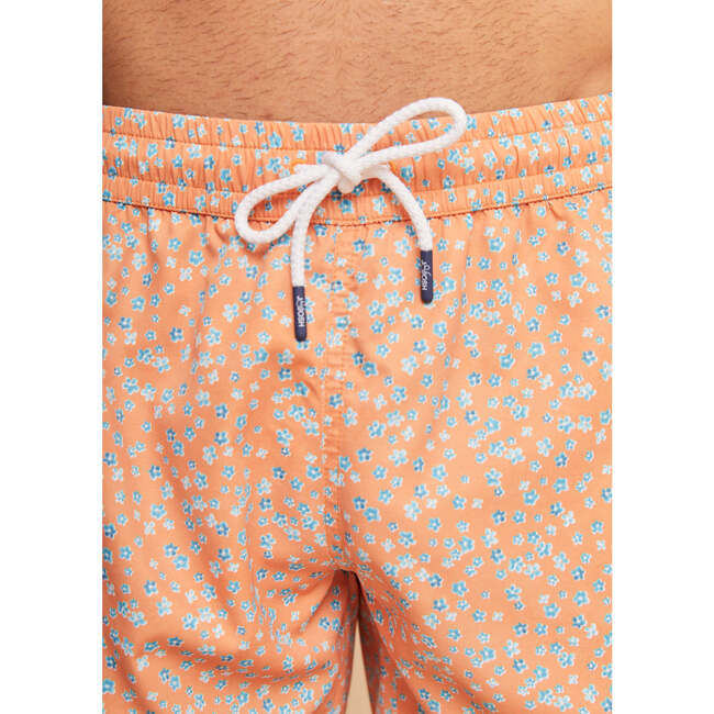 Men's Swim Shorts, Orange Flowers - Swim Trunks - 6