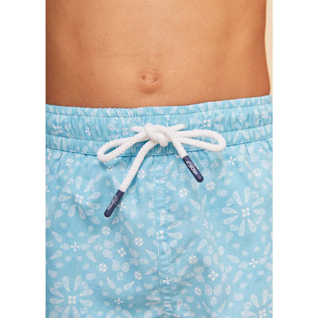 Boy's Swim Shorts, Sky Blue Bandana - Swim Trunks - 5