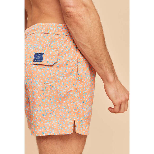 Men's Swim Shorts, Orange Flowers - Swim Trunks - 7